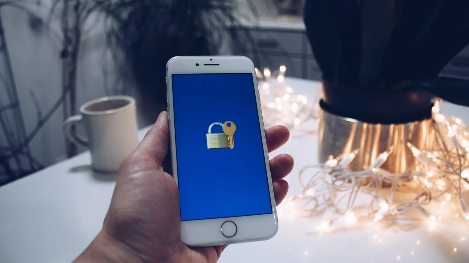 Smartphone showing a padlock icon