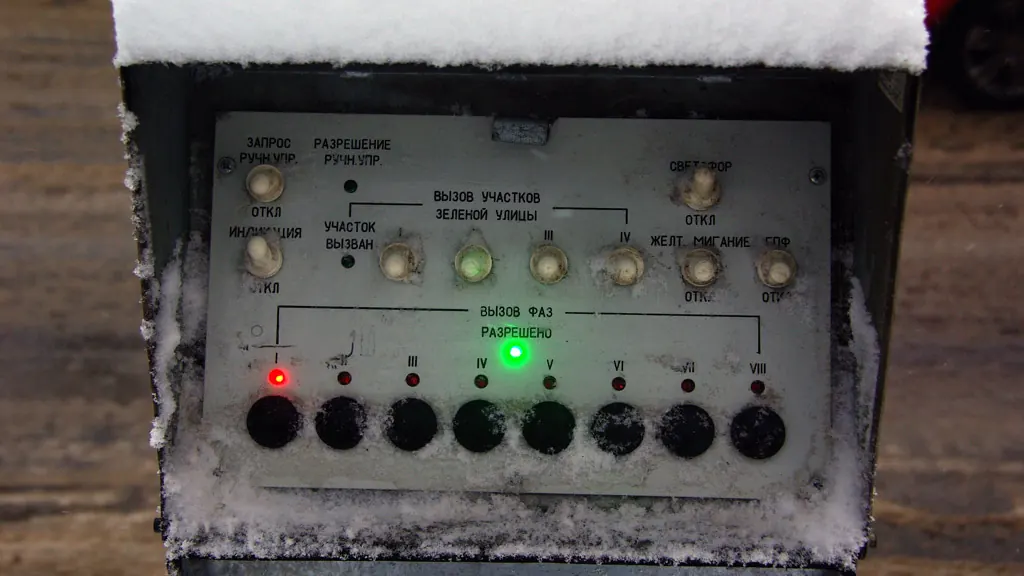 Old control panel with switches and indicator lights