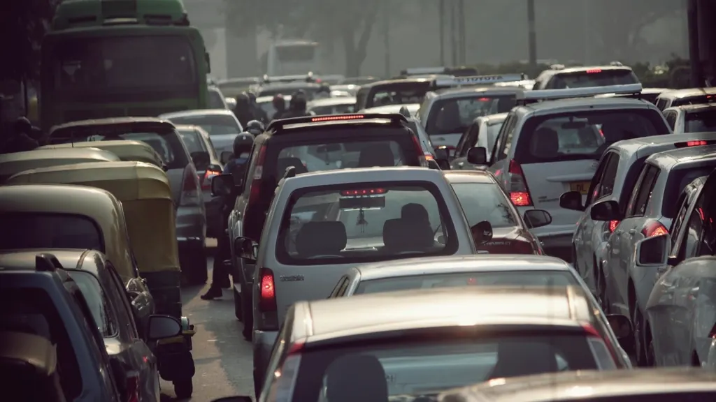 Cars stuck in a traffic jam