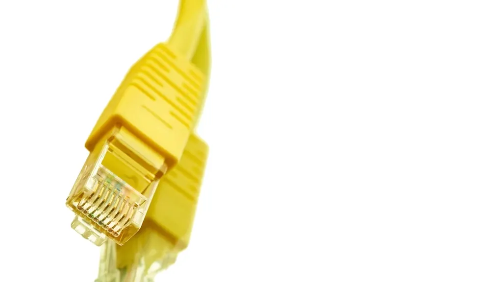 Yellow network cable with an RJ45 connector