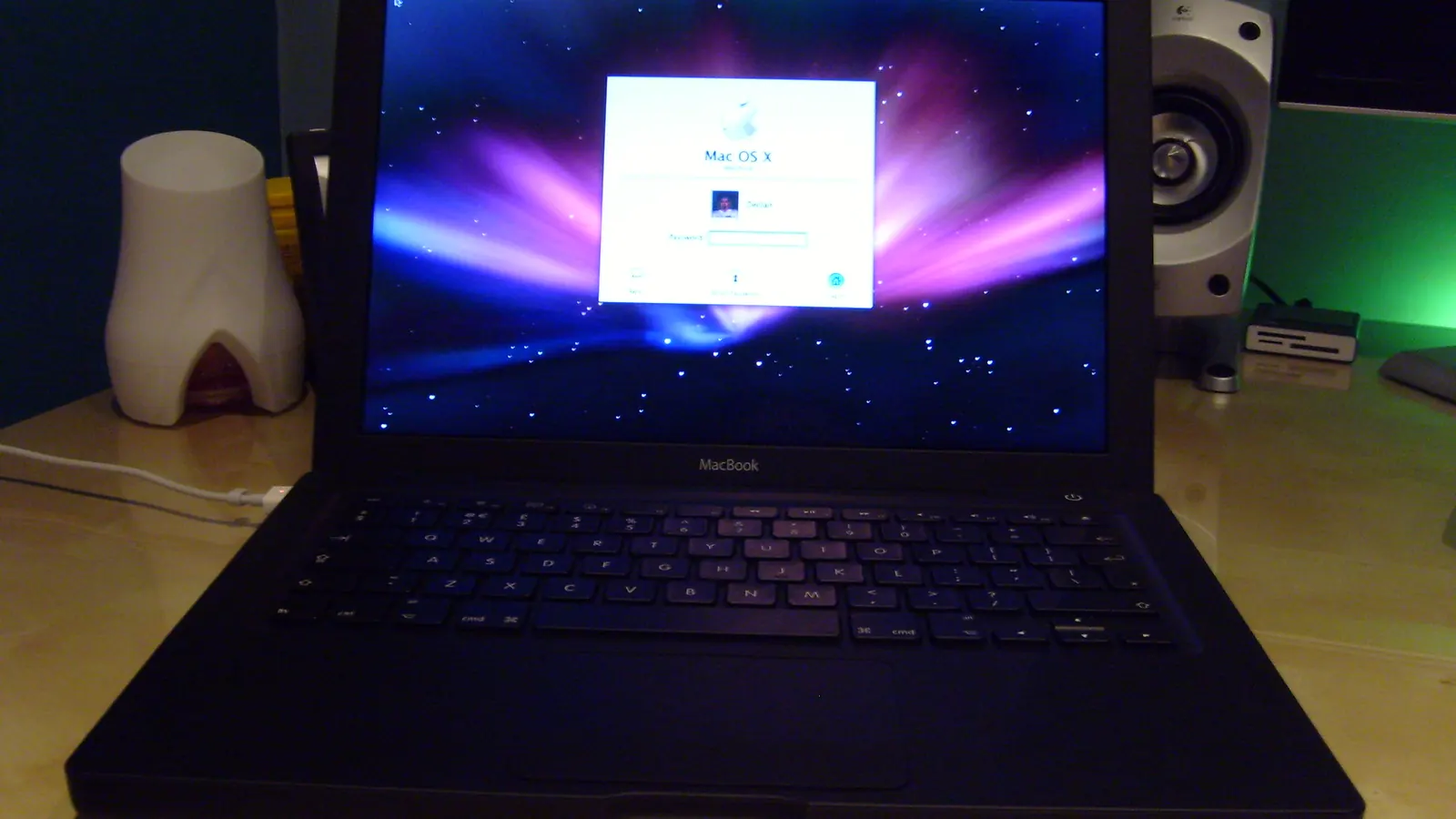 Laptop showing a login screen
