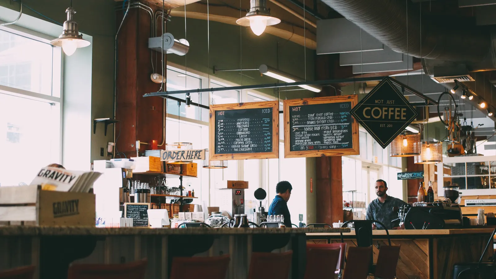 Interior of a busy coffee shop