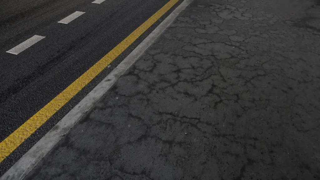 Straight road with a yellow centre line