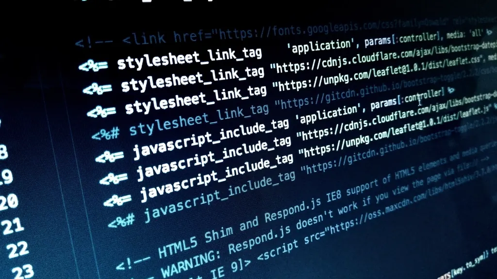 HTML page header code on a dark screen