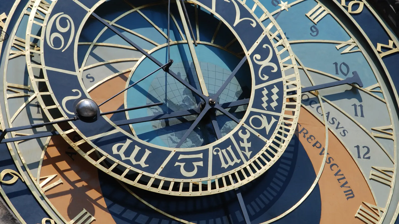 Ornate astronomical clock face